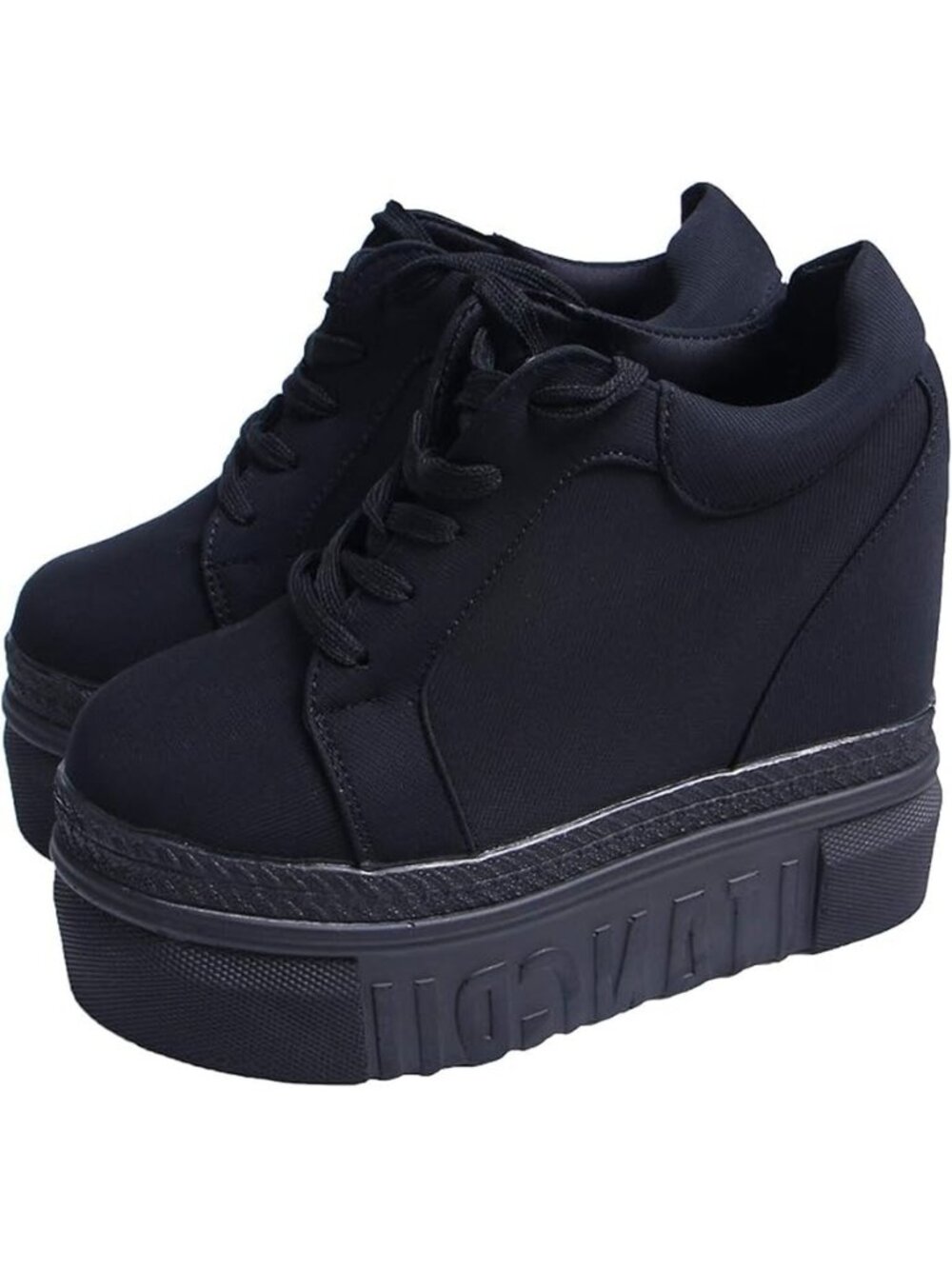 NEW Platform Wedge Sneakers - Black Heel Sneaker Shoes